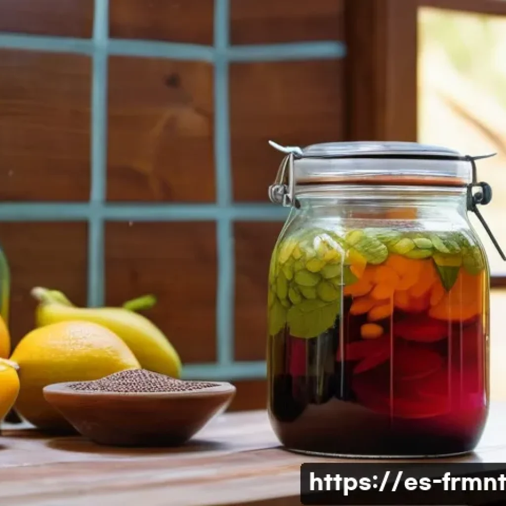 발효식품의 트렌드와 시장 전망 - A cozy kitchen scene in a modern Mexican home where a middle-aged Hispanic woman wearing casual clot...