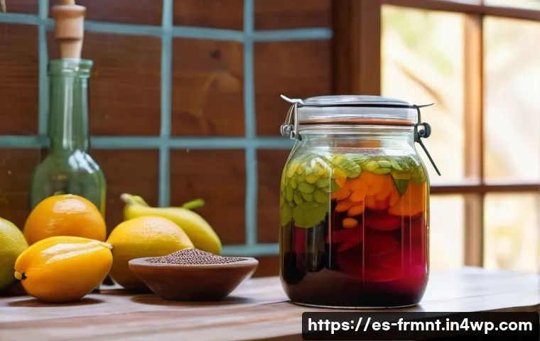 발효식품의 트렌드와 시장 전망 - A cozy kitchen scene in a modern Mexican home where a middle-aged Hispanic woman wearing casual clot...
